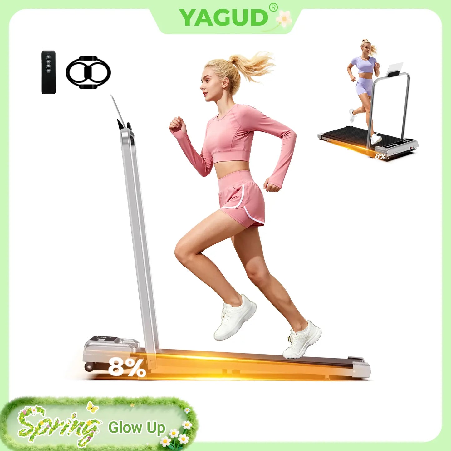 【Upgraded Version】Yagud Upgraded Walking Pad: Slim & Portable with Remote & LED Display.