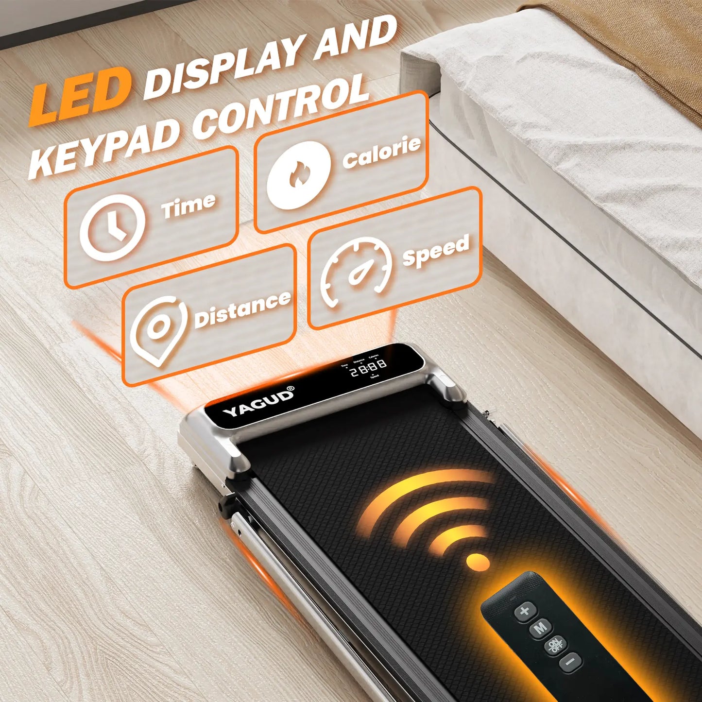 【Upgraded Version】Yagud Upgraded Walking Pad: Slim & Portable with Remote & LED Display.